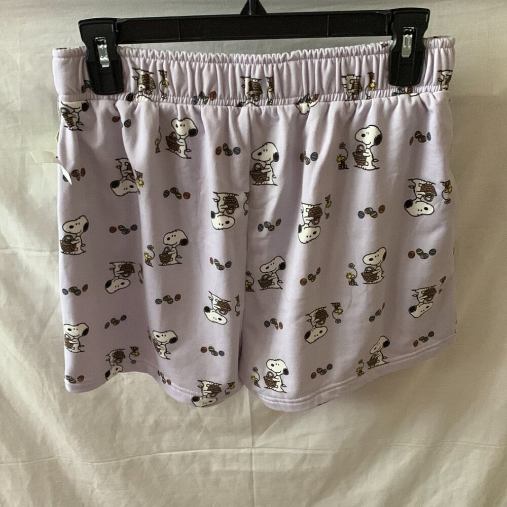PEANUTS Snoopy Easter Egg Hunt Fleece Lined Hoodie Sweater & Shorts Sz LARGE - Picture 7 of 7
